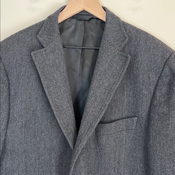 Luigi Bianchi Coat Blazer Herringbone Overcoat Zip Up Elbow Patch Sz 42 - Picture 2 of 16
